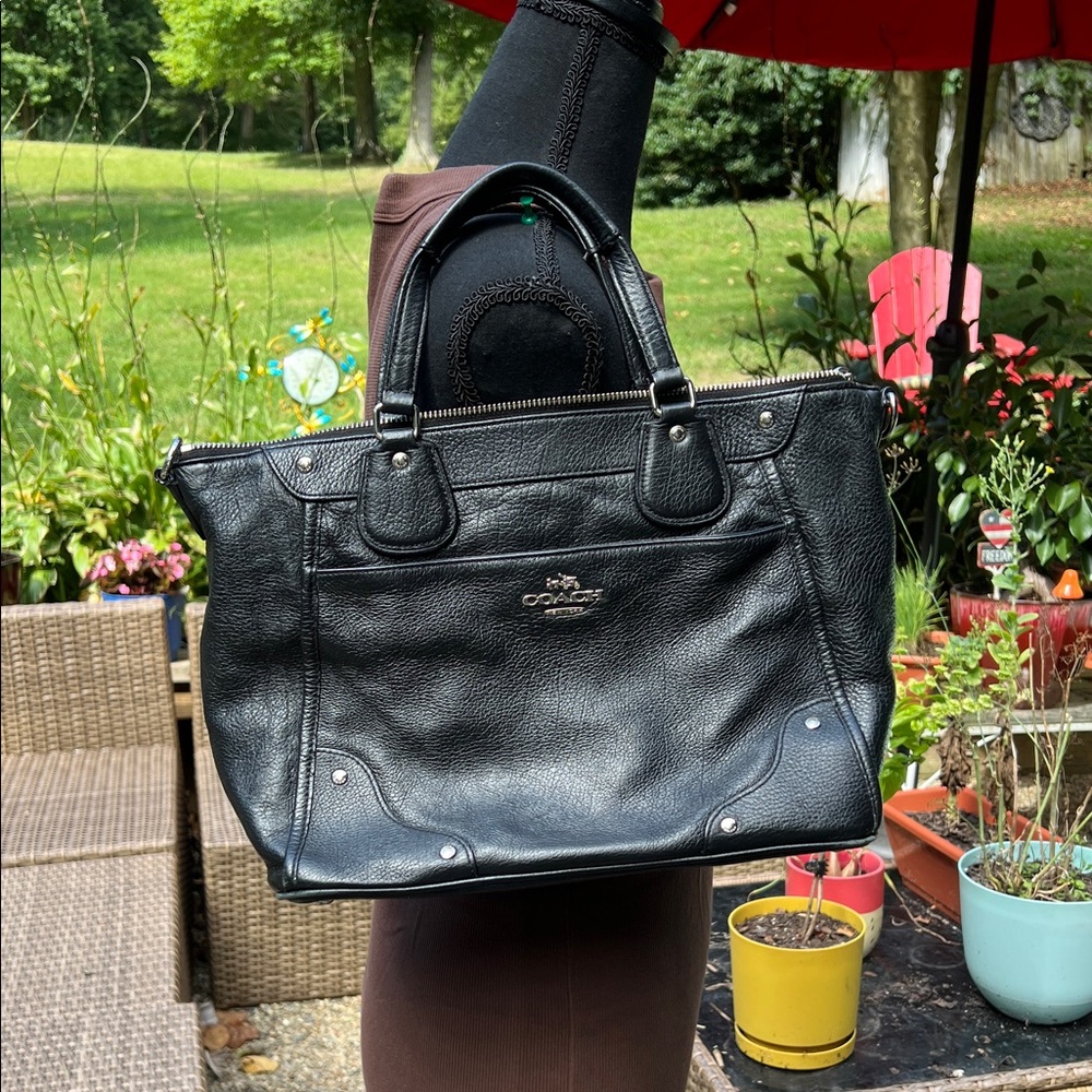 Coach Black Pebbled Leather Tote